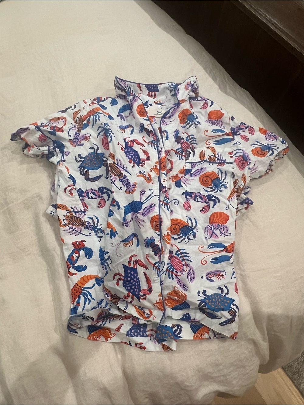 Printfresh White Shirt with Blue, Orange & Purple Sea Print Coastal Lobster